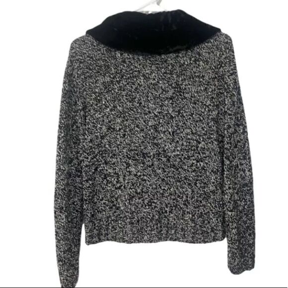 J Jill Cardigan womens SP one button flyaway black marled silk blend long slv J5 - Picture 2 of 5